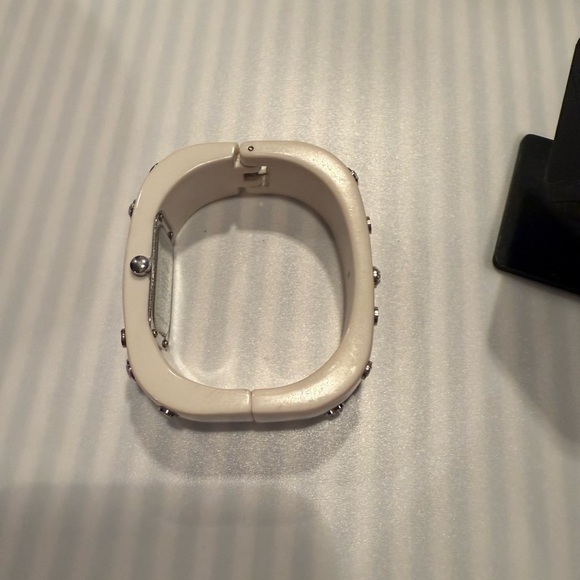 Vtg Betsy Johnson Swarvoski Watch Hinged Cuff Bracelet - Picture 3 of 5